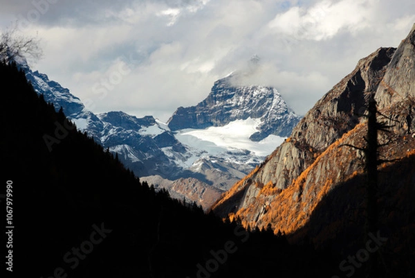 Fototapeta Landscape of Siguniang mountain or Four girls mountains with ,located in the Aba Tibetan and Qing Autonomous Prefecture in western Sichuan of China.