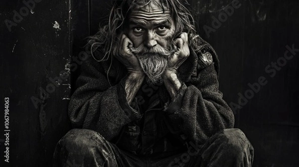 Obraz An image of a homeless person overcoming challenges, depicted in a series of photographs showcasing their strength and determination