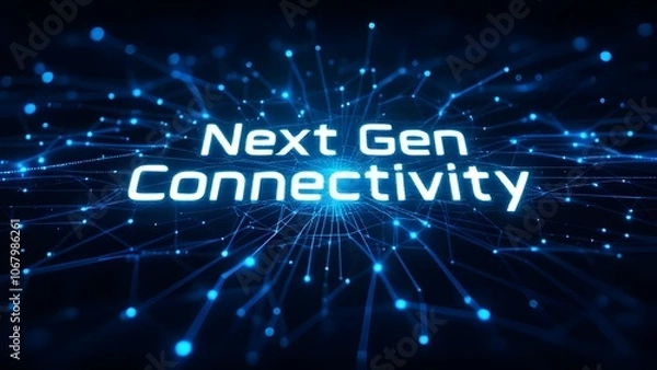 Fototapeta Next Generation Digital Network Technology Concept - Abstract Blue Connection Lines on Dark Background