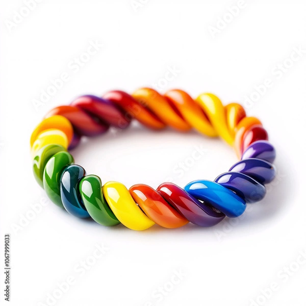 Obraz rainbow colored bead bracelet isolated on white background