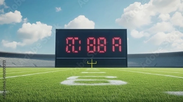 Fototapeta A football scoreboard with the final score displayed, isolated on a white background