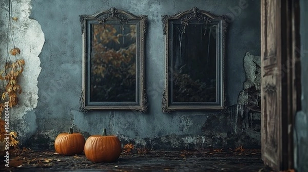 Fototapeta Gothic Halloween Concept, Victorian Two Frame Mockup