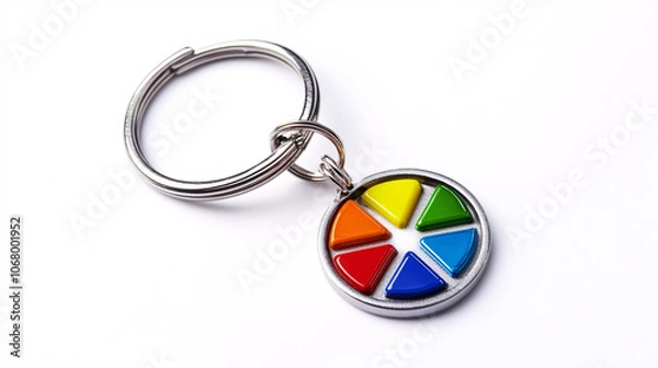 Obraz colorful keyring with rainbow color wheel  on white background