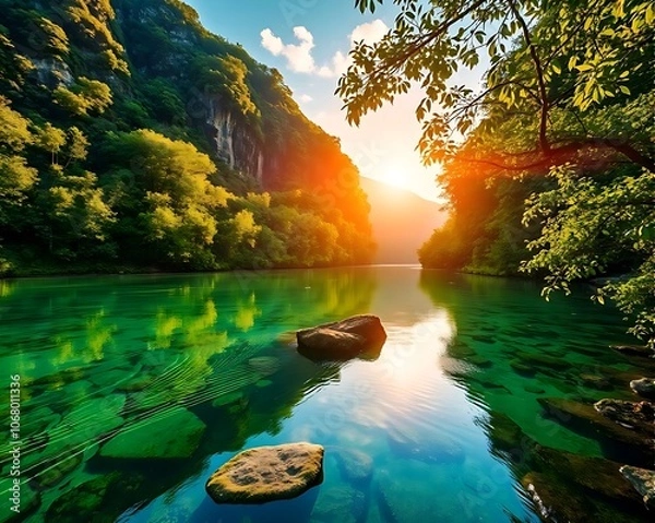 Obraz sunset in the forest