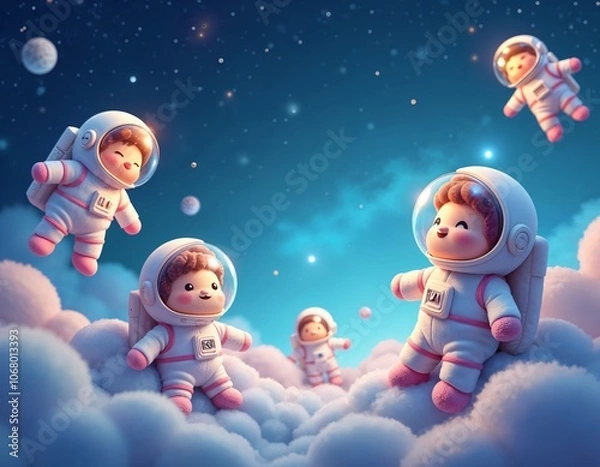 Fototapeta Creatures Floating in Space, Mysterious Life Forms Drifting Among Stars and Galaxies