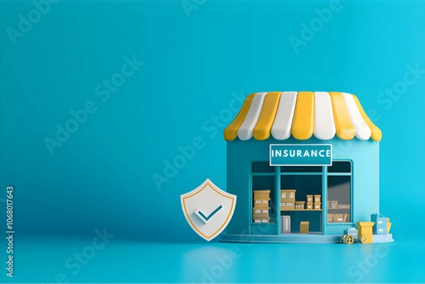Fototapeta Small Business Shop Icon with Shield