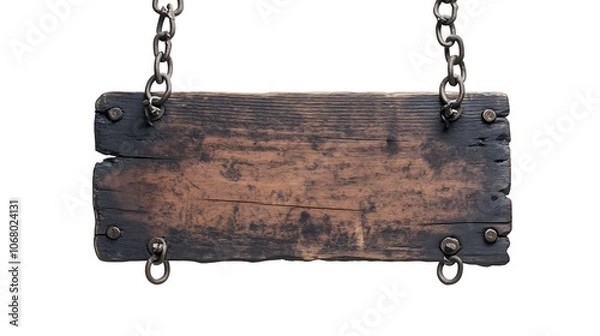 Fototapeta Rustic Wooden Signboard with Chains
