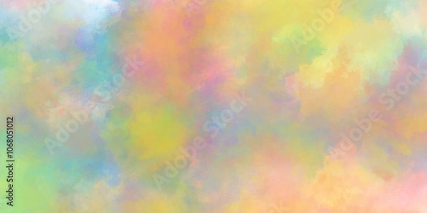 Obraz hand drawn multicolor grunge soft watercolor cloud texture, Abstract cloudy gradient background with multicolor cloudy stains, multicolor clouds texture watercolor picture painting illustration.