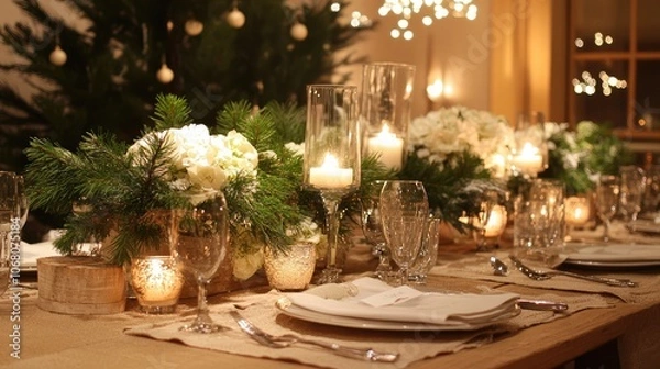 Fototapeta Elegant Holiday Table Setting for Festive Gatherings