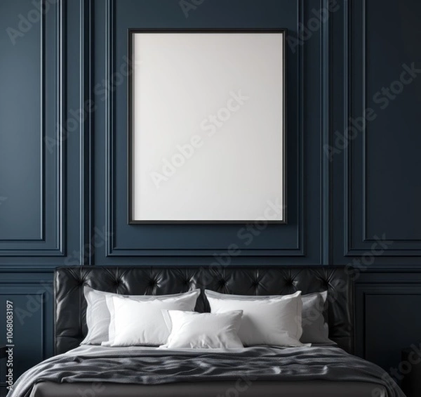 Fototapeta Blue Bedroom Mockup.