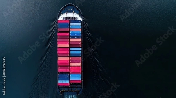 Obraz Cargo Ship Aerial View Ocean