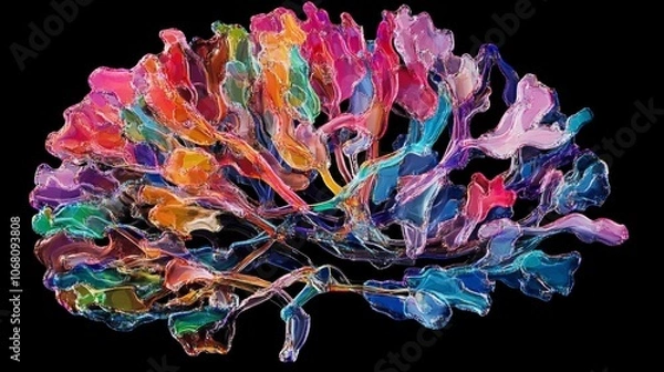 Obraz Self-learning AI represented by a colorful digital brain interface.