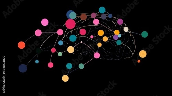 Obraz Self-learning AI represented by a colorful digital brain interface.