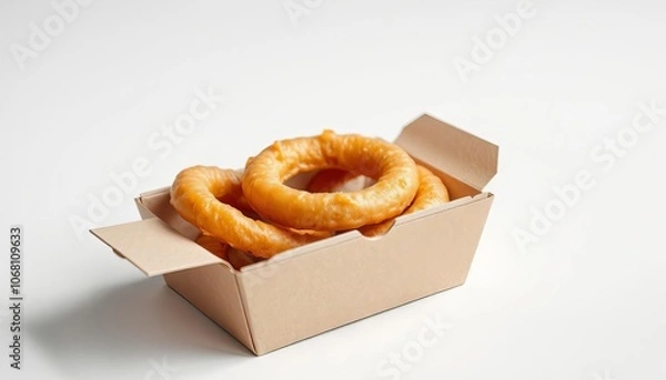 Fototapeta box of Onion ring isolated on white background