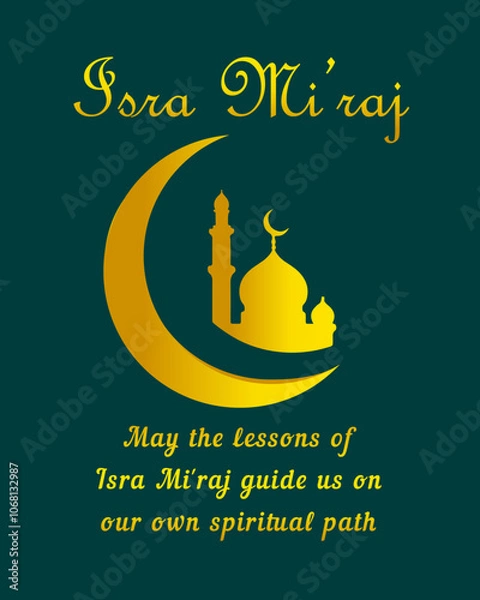 Fototapeta Isra and Mi'raj concept Horizontal template design luxury color