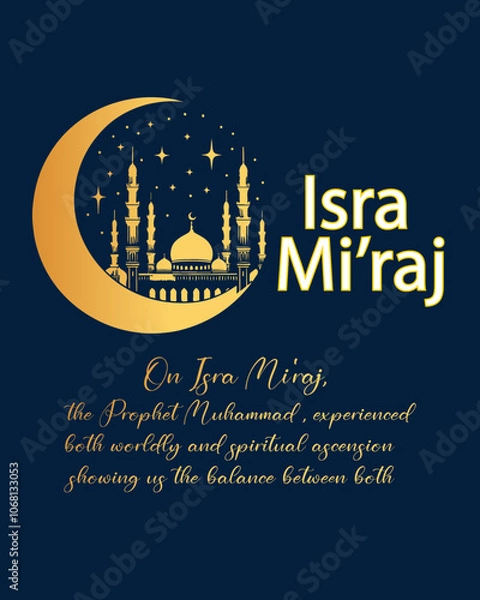 Fototapeta Isra and mi'raj panoramic design for gradient color
