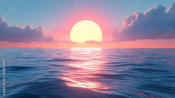 Obraz Breathtaking sunset illuminates tranquil ocean waves