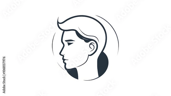 Fototapeta Minimalistic icon of a person profile symbol for user identification on white background.