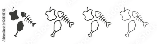 Fototapeta Organic waste icon set vector in black and white colors