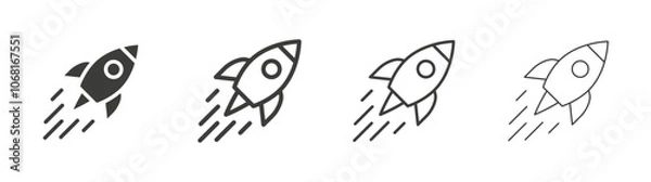 Fototapeta Startup icon set vector in black and white colors