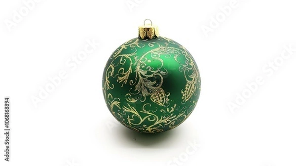 Fototapeta Isolated Christmas Ball on White Background - a festive and charming visual. The isolated Christmas ball on the white background creates a simple yet eye-catching look. It gives the impression of a so