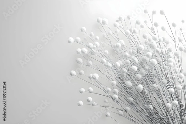 Fototapeta A delicate arrangement of white flowers against a soft, light background, creating a serene and elegant aesthetic.