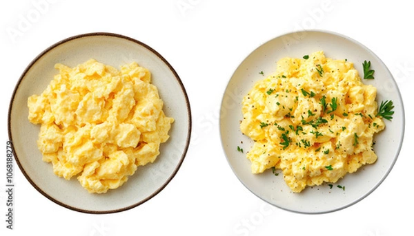 Fototapeta Delicious scrambled eggs on a plate. transparent background
