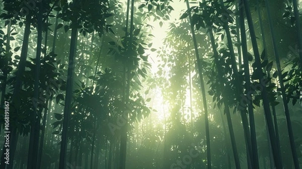 Fototapeta A serene minimalist digital visualization of a geometric lotus flower opening in a clear