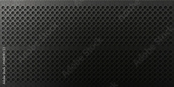 Fototapeta Black metal sheet with a repeating pattern of holes.