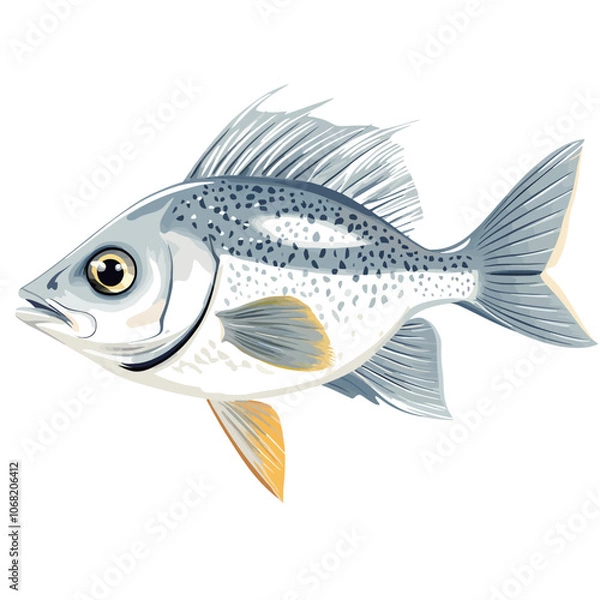 Fototapeta Illustration of a fish on a white background. Vector illustration.