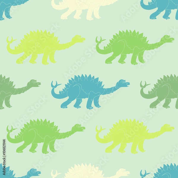 Fototapeta Vector illustration of a seamless repeating pattern of dinosaur