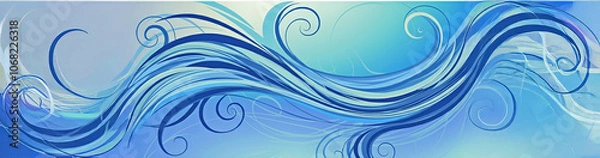 Fototapeta colorful horizontal banner. elegant curvy swirl waves background design with light blue, sky blue and pale turquoise color