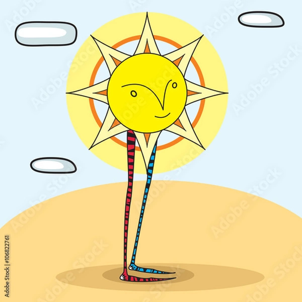 Obraz sun smile socks vector illustration