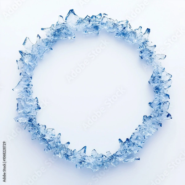 Obraz Round Circular Ice Flakes on a White Background