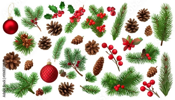 Obraz Christmas tree on a white background. 