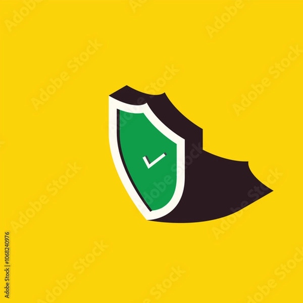 Obraz Green potection shield icon. Vector illustration
