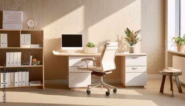 Fototapeta Modern beige doctor office interior