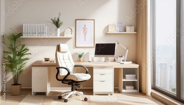 Fototapeta Modern beige doctor office interior