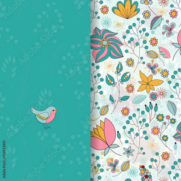 Obraz Card with round floral pattern.