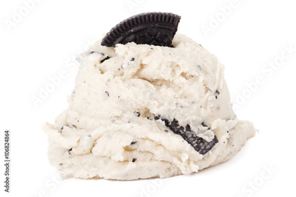 Fototapeta cookies and cream ice cream on white