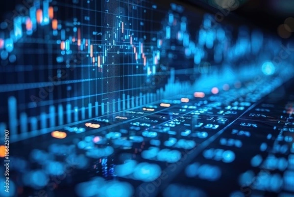 Fototapeta Blurred Stock Market Data on a Computer Screen