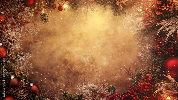 Fototapeta Elegant Christmas background with ornaments and festive decorations