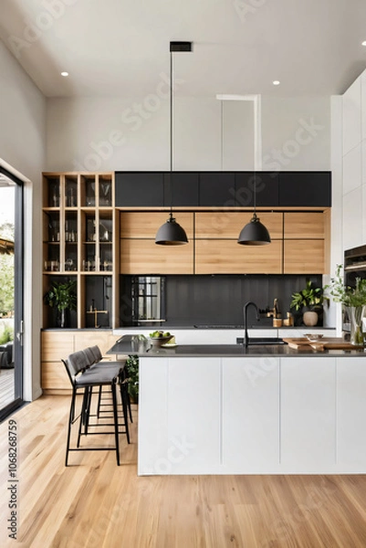 Fototapeta modern kitchen interior with kitchen