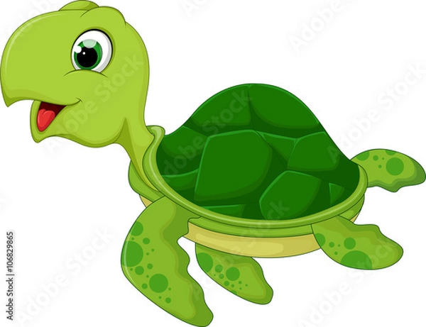 Obraz funny sea turtle cartoon