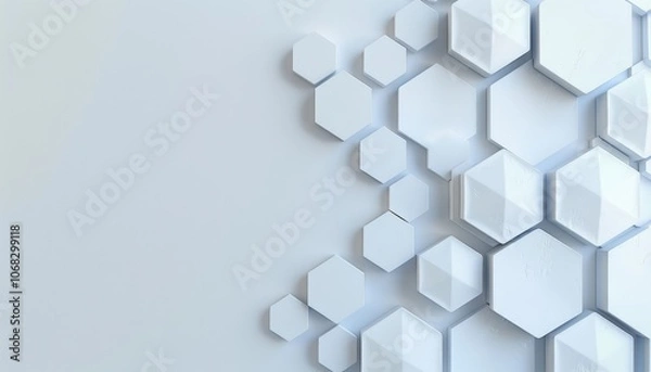 Fototapeta Abstract Geometric Pattern of White Hexagons on a White Background