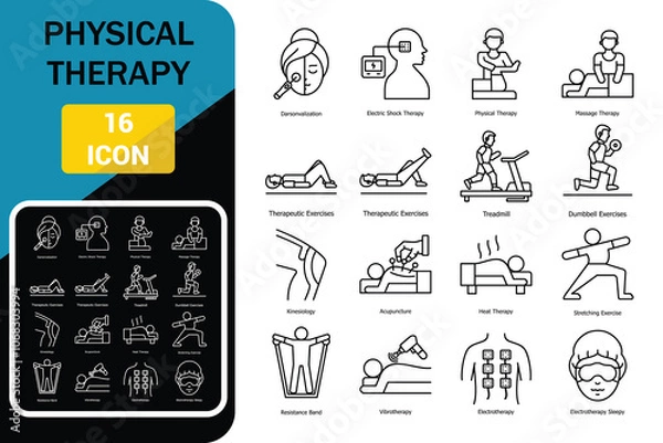 Obraz Physical Therapy. Collection of perfectly thin icons for web design. vector icon illustration