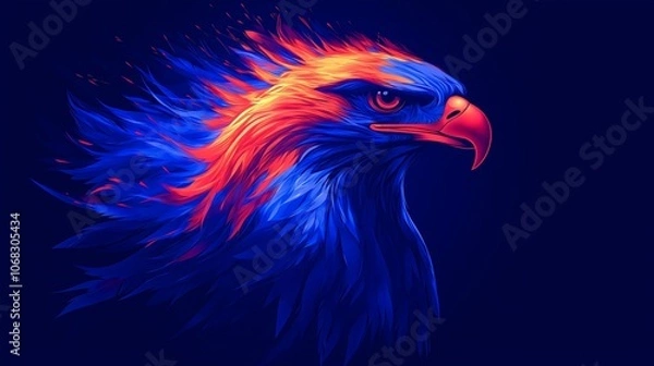 Obraz Bright Red and Blue Eagle Art Illustration