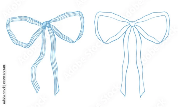 Obraz Beautiful vector stock set with watercolor hand drawn bow illustrations.