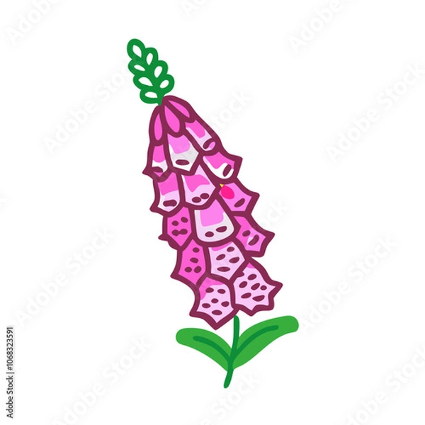 Obraz foxglove flower vector icon, vector flower illustration, flower icon - simple vector illustration of a foxglove flower, ideal for floral designs, botanical art, and nature-themed projects..