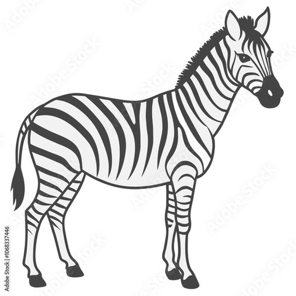 Fototapeta Animal illustration of vector zebra silhouette grayscale